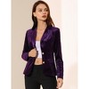 INSPIRE CHIC Women's Notched Lapel Vintage Office Button Front Velvet Blazer - 3 of 4
