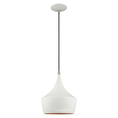 Waldorf Mini White Aluminum Pendant with Gold Lining