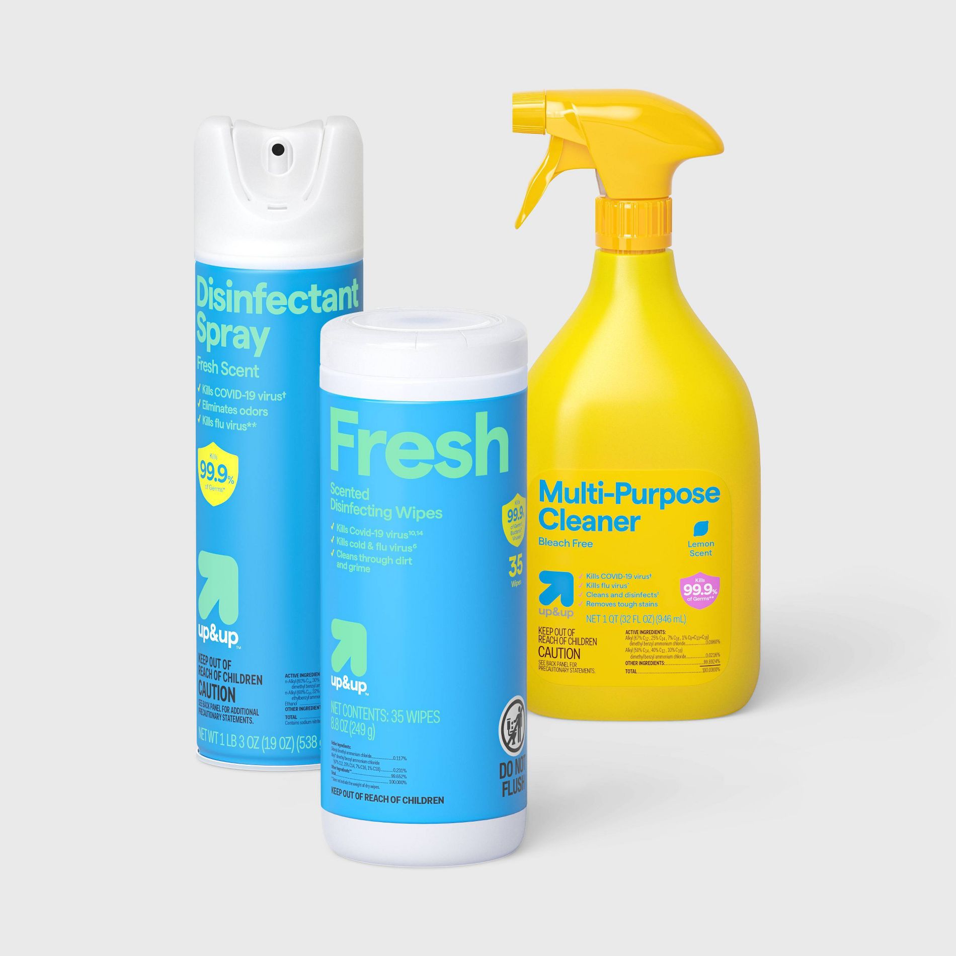 32 fl oz Lemon All Purpose Disinfecting Cleaner + 19oz Fresh Disinfectant Spray + 35ct Fresh Disinfecting Wipes - up&up™
