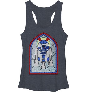 Women's Star Wars R2-D2 Stained Glass Racerback Tank Top - 1 of 3