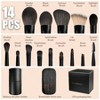 Travel Makeup Brush Set, 14 - Piece Mini Brushes for Foundation, Powder, Eyeshadow, Highlight, Contour, Blush Concealer - 2 of 4
