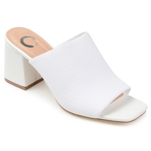 Journee Collection Womens Lorenna Open Square Toe Block Heel Sandals, White  9w : Target