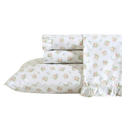 Laura Ashley Roseford Orange Twin Sheet Set : Target