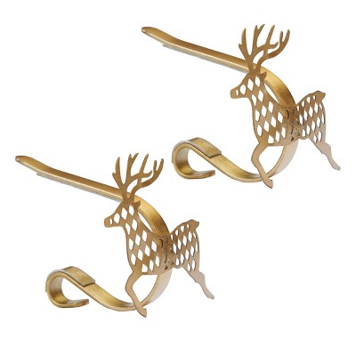 Split P Jumping Deer Stocking Hanger - Set of 2