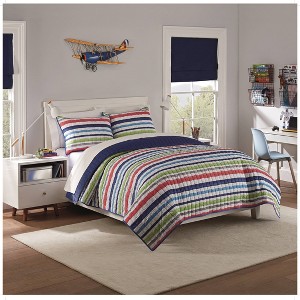 Twin Froot Loops Striped 2pc Quilt Set Navy - Waverly Kids, Blue