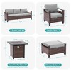 Sonkuki 9 Pieces Patio Sofa with Square Fire Pit Table and Ottomans, Patio Conversation Couch with Cushion - 3 of 4