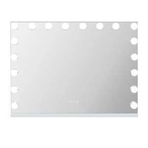 Racxily 31.5x22.8 Inch Vanity Mirror with Lights, 18 LED Dimmable Bulbs with 3 Color Modes & USB Charging, Tabletop/Wall Mount - 1 of 4