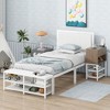 Twin-Size Metal Platform Bed with Dual-Level Storage Shelves and Wooden Storage Cabinet - 2 of 4