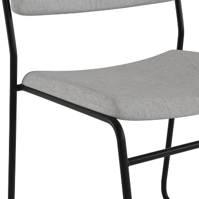 Versatile Armless Stacking Swivel Chair in Gray with Metal Frame