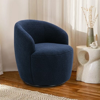 Fannie Blue Teddy Swivel Accent Armchair Barrel Chair,25.60'' Wide 