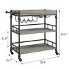 CuisinSmart Bar Cart, 3-Tier Rolling Serving Cart with Wine Rack & Glass Holders, Drink Trolley On Wheels for Kitchen, Dining Room, Party - 2 of 4