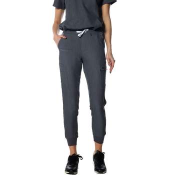Members Only Womens Scrub Jogger Cargo Pant With 2x1 Rib Bottom