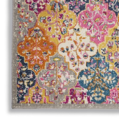 Floral Bliss Blue and Pink 8' x 10' Easy-Care Synthetic Area Rug