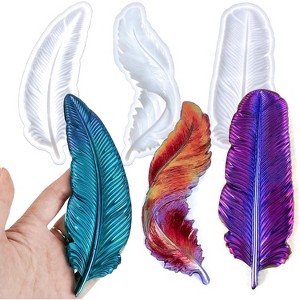 JDICTION 3PCS 3D Feather Silicone Molds - Epoxy Resin & Concrete Casting For Jewelry, Keychains, Wall Art & Holiday Decor - 1 of 4