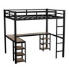 VYNXARIA Full XL Metal Loft Bed with Desk and Shelves, Loft Bed with Ladder and Guardrails, Loft Bed Frame for Bedroom, Black - 4 of 4