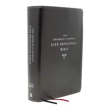 Kjv, Charles F. Stanley Life Principles Bible, 2nd Edition, Leathersoft, Black, Comfort Print - by  Thomas Nelson (Leather Bound)