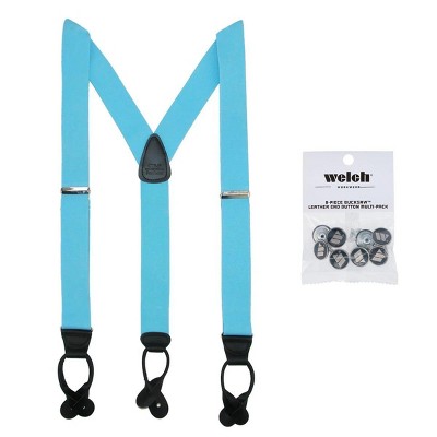 CTM Men's Elastic Button End Dress Suspender with Bachelor Buttons