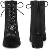 Perphy Women's Square Toe Lace Up Flowers Lace Block Heels Ankle Boots - 2 of 3