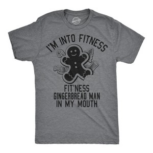 Mens Fitness Gingerbread In My Mouth T shirt Funny Christmas Gift Tee For Guys - Crazy Dog Men's T Shirt - 1 of 4