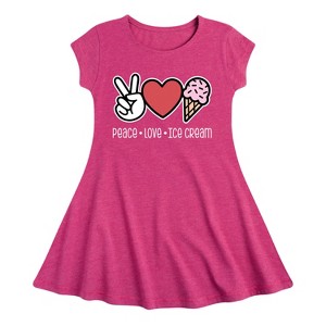 Girls' - Instant Message - Peace Love Ice Cream Fit & Flair Cap Sleeve Graphic Dress - 1 of 4