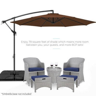 10ft Brown Polyester Cantilever Patio Umbrella with Adjustable Tilt