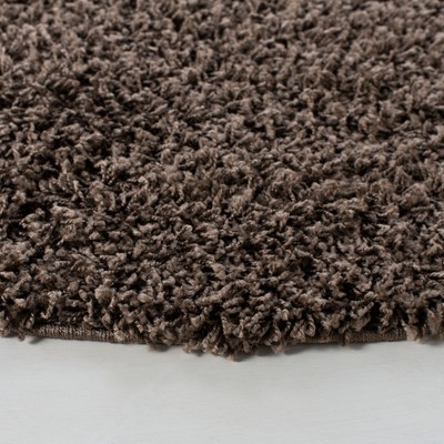 Taupe Round 6'7" Shag Area Rug with Cotton Blend