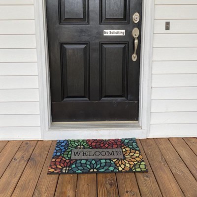 Stained Glass Florets Multicolored Recycled Rubber Welcome Doormat