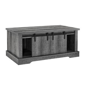Airsurfer 41.3" Coffee Table with Storage and Sliding Door, Farmhouse Industrial Style with Adjustable Shelves, Rustic Living Room Table - 1 of 4