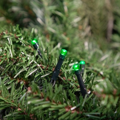 Battery Operated Green LED Christmas Tree Lights with Green Wire