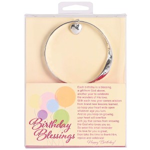 Dicksons Birthday Blessings Celebrate His Love Heart Charm Women's One Size Silver Plated Stainless Steel Everyday Mobius Twist Bangle Bracelet in - 1 of 4
