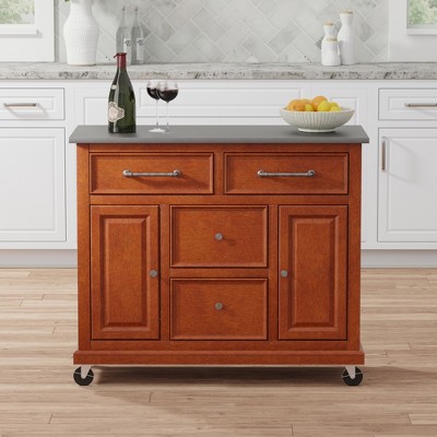 Glenwillow Home Kitchen Cart with Locking Casters - No-Tool Assembly