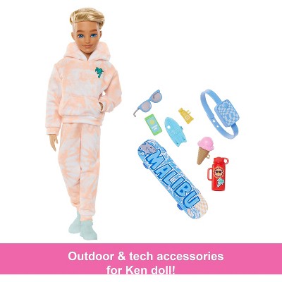 Barbie Dream Besties Ken 11 Fashion Doll with 9 Summer and Skateboard Themed Accessories