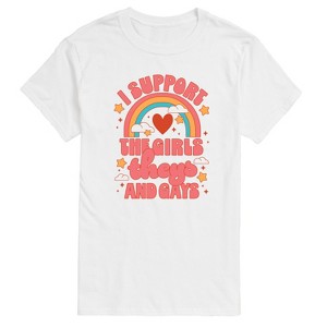 Men's - Instant Message - I Support The Girls Theys And Gays Short Sleeve Graphic T-Shirt - 1 of 4