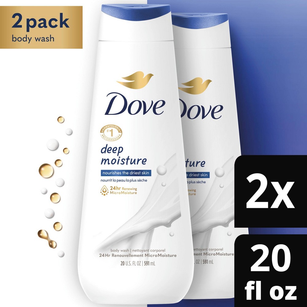 Photos - Shower Gel Dove Deep Moisture Nourishes the Driest Skin Body Wash - 20 fl oz/2pk
