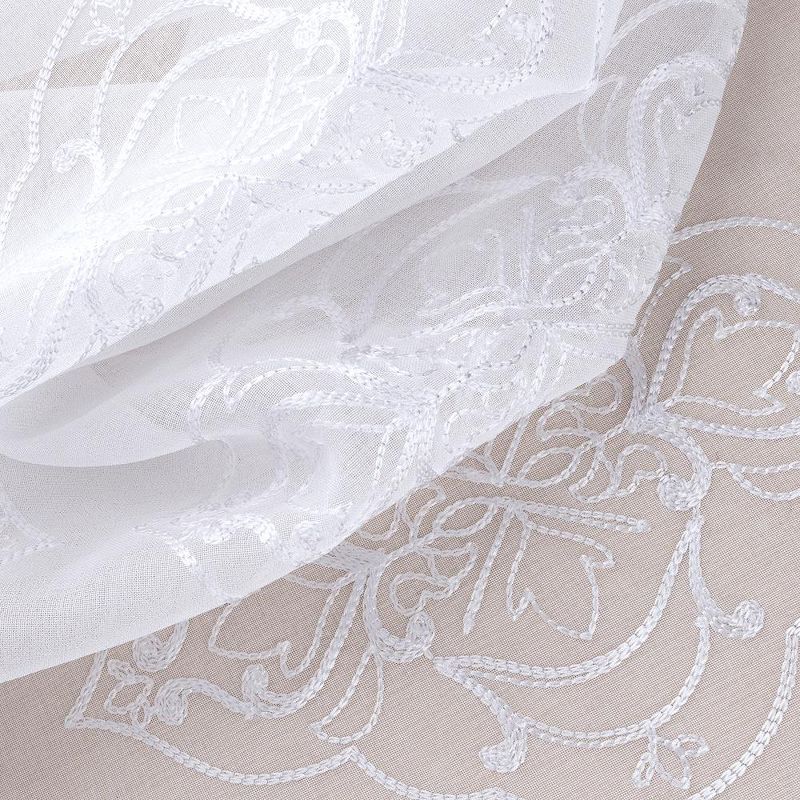 RT Designers Collection Andrea 2 Pieces 1.5" Rod Pocket Damask Embroidery Metallic 36" x 84" White, 4 of 5
