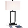 360 Lighting Modern Table Lamp with USB and AC Power Outlet 30" Tall Black Metal White Rectangle Shade for Living Room Bedroom House - 3 of 4