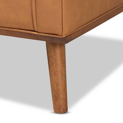Daley Tan Faux Leather Upholstered Wood Lounge Armchair