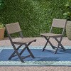 GDFStudio Hillside Outdoor Wood and Wicker Folding Bistro Chairs - 2 of 4