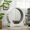 PawHut Cat Running Wheel, Cat Tree with Carpet Runway Cat Exercise Wheel with Brake Cat Tower Pet Furniture for Kittens - 2 of 4