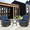 Belord 3PCS Patio Furniture Set with Swivel Chairs, All Weather Brown Wicker Bistro Set Outdoor Swivel Rocker Set of 2 with Side Table - 2 of 4