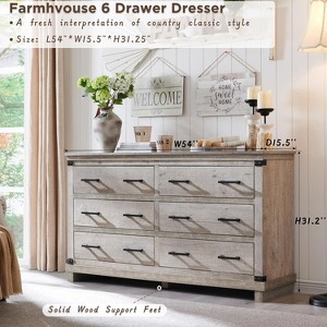 SinCiDo Farmhouse 54"W Dressing Table w/ 6 Drawers,Thick Plate Design,Large Drawer Cabinet/Wardrobe,Bedroom,Living Room & Corridor - 1 of 4