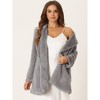 Allegra K Women's Lapel Collar Faux Fur Fuzzy Winter Long Overcoat with Pockets - 2 of 4