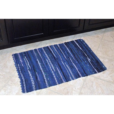 Handmade Nautical Blue Cotton Reversible 4' x 6' Rug