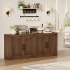 70.8" Sideboard Buffet Cabinet, Mid Century Modern Accent Cabinet with 4 Doors, Wood Coffee Bar Media Console Credenza for Kitchen, Brown - 4 of 4