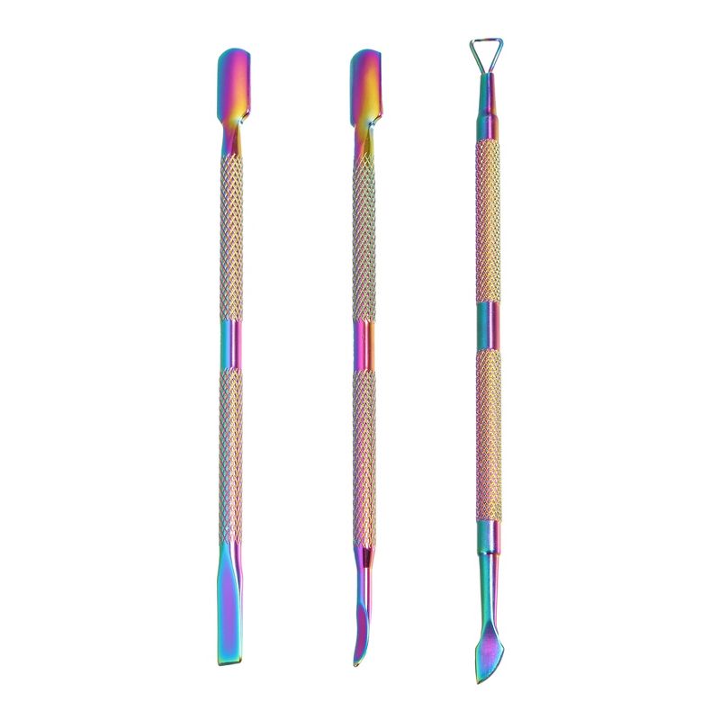 Unique Bargains Stainless Steel Double Head Cuticle Pusher Set Multicolored 4.96" 3 Pcs, 1 of 7