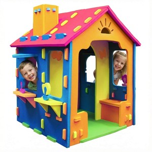 Costway Kids EVA Foam Playhouse with Roof, Chimney, Windows