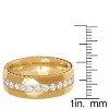 Steeltime Men's stainless steel chain link inlay ring with simulated diamonds. Color Options: Silver, Gold. Size Options: 9-12 - 3 of 4