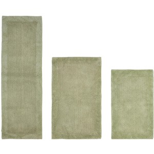 Edge Bath Rug 100% Premium Cotton Ultra-Soft Water Absorbent Tufted Solid Reversible 3 Piece Bathroom Rug Set for Machine Washable Bathmat - 1 of 4