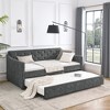 NicBex Twin Size Daybed with Twin Size Trundle,Upholstered Tufted Sofa Bed with Waved Shape Arms for Bedroom,Living Room - 2 of 4