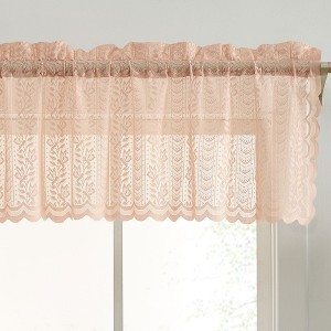 HLC.ME Sophia Floral Rod Pocket Lace Sheer Short Valance for Small Windows, Kitchen and Bathroom - 54 W x 18 L - 1 of 4